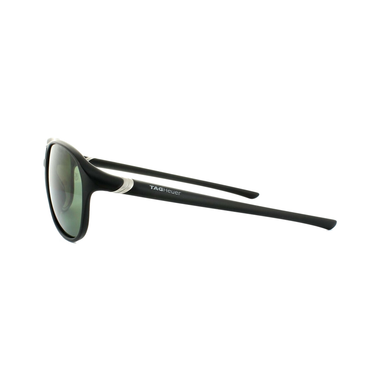 TAG Heuer 6043-301 Matte Black Aviator Sunglasses with Green Polarized Lenses, showcasing a stylish design and premium quality.